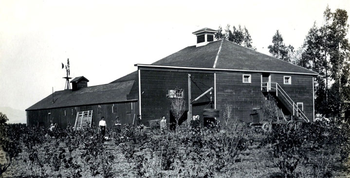 James and family at the winery addition, built in 1895