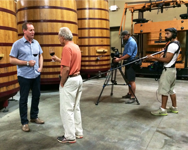 John Concannon is interviewed for a segment on the vineyard’s pioneering history, to be featured on the Emmy-winning series