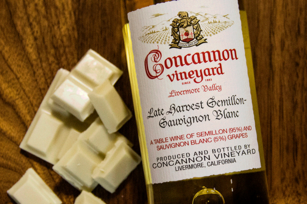 White chocolate and wine pairing with Concannon Vineyard Late Harvest Semillon